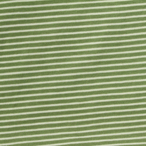 Green Horizontal-Stripe Jersey Knit, Cotton-Poly, 167 gsm