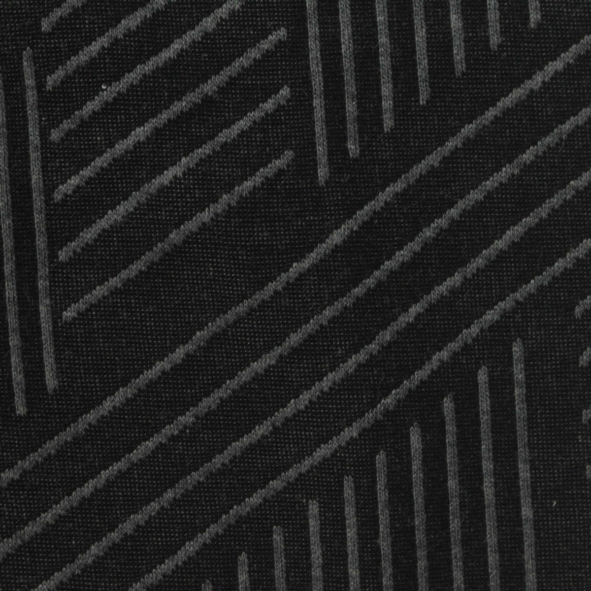 Dark Grey Geometric-Line Interlock Knit, Poly-Cotton