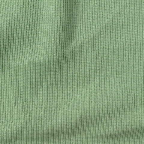 Cotton Stretch Rib Knit Fabric, 280 gsm, 116 cm — Green