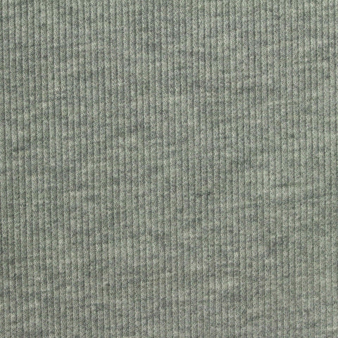 Heathered Grey Marl Rib Knit, Polyester, 302 gsm