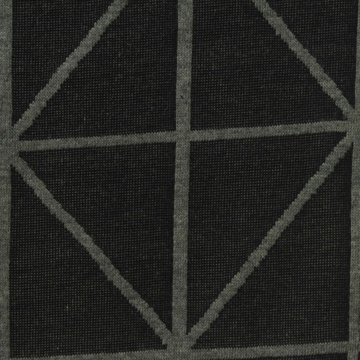 Dark Grey Geometric-Grid Interlock Knit, Poly-Cotton