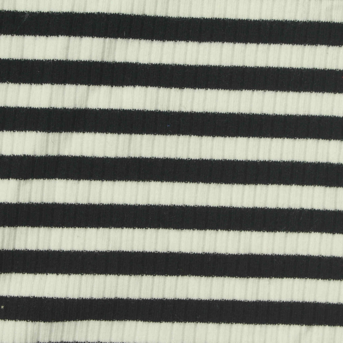 Black Horizontal-Stripe Rib Knit, Poly-Viscose, 360 gsm