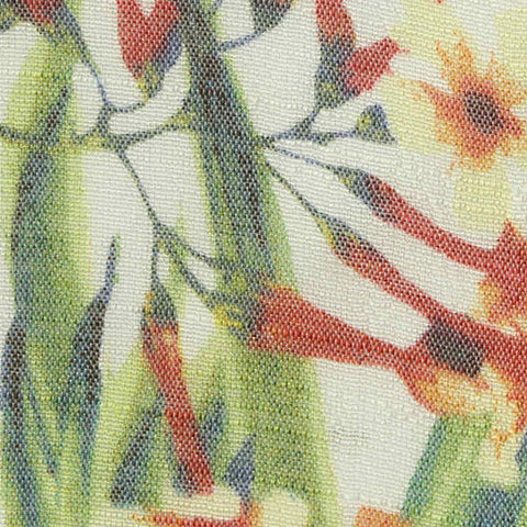 Orange Flowers Woven, Viscose-Poly