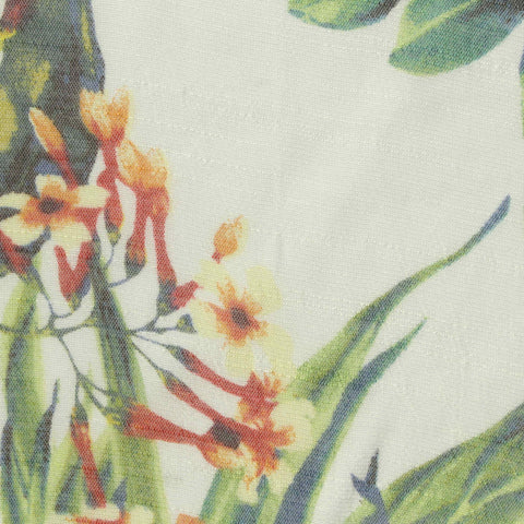 Orange Flowers Woven, Viscose-Poly