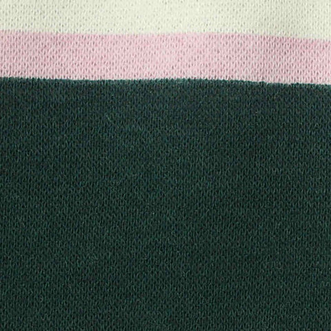Dark Green Horizontal-Stripe French Terry, Cotton-Poly