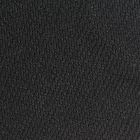 Cotton Polyester Stretch Rib Knit Fabric, 350 gsm — Black
