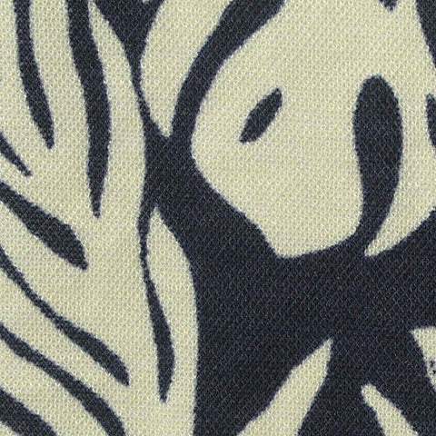Cream Tropical-Leaf Piqué Knit, Viscose-Nylon