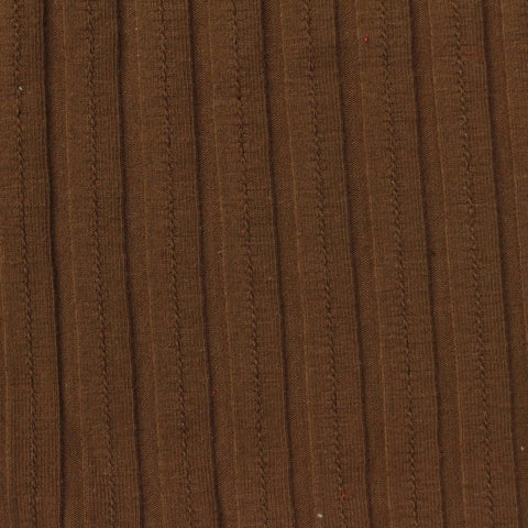 Jacquard Cotton Stretch Rib Knit Fabric, 216 gsm, 120 cm — Brown