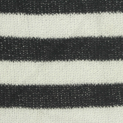 Black Horizontal-Stripe Jersey Knit, Polyester, 210 gsm, 148 cm