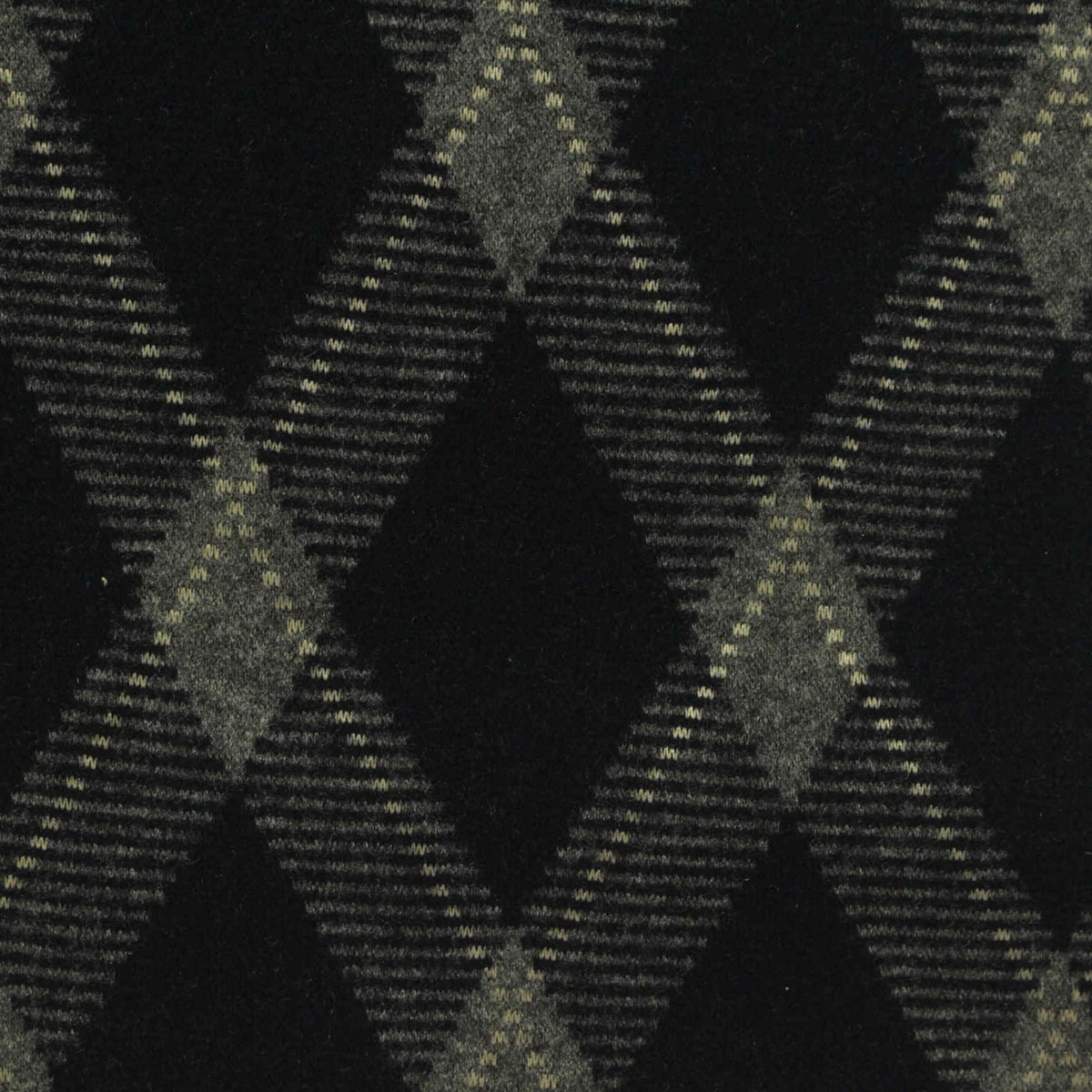 Black Argyle Interlock Knit, Poly-Viscose