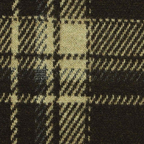 Dark Brown Plaid Interlock Knit, Poly-Viscose, 401 gsm