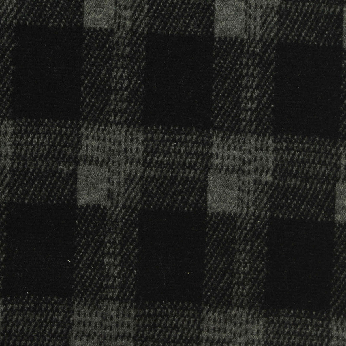 Black Plaid Interlock Knit, Poly-Viscose, 322 gsm