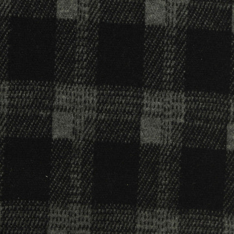 Black Plaid Interlock Knit, Poly-Viscose, 322 gsm