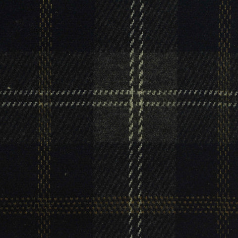 Dark Grey Plaid Interlock Knit, Poly-Viscose, 318 gsm