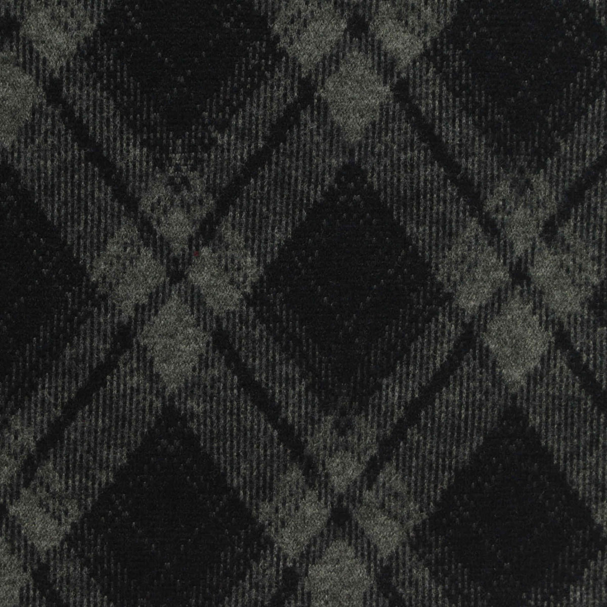 Dark Grey Diagonal-Plaid Interlock Knit, Poly-Viscose