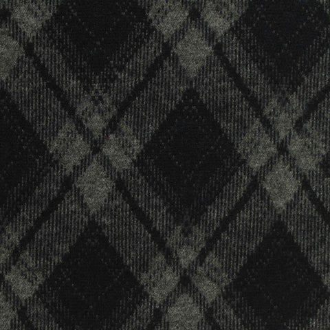 Dark Grey Diagonal-Plaid Interlock Knit, Poly-Viscose