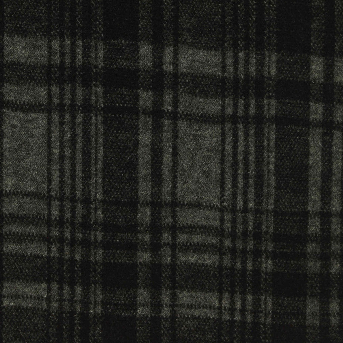 Dark Grey Plaid Interlock Knit, Poly-Viscose, 342 gsm