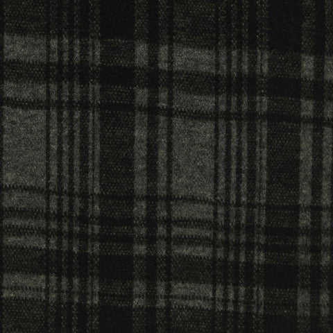 Dark Grey Plaid Interlock Knit, Poly-Viscose, 342 gsm