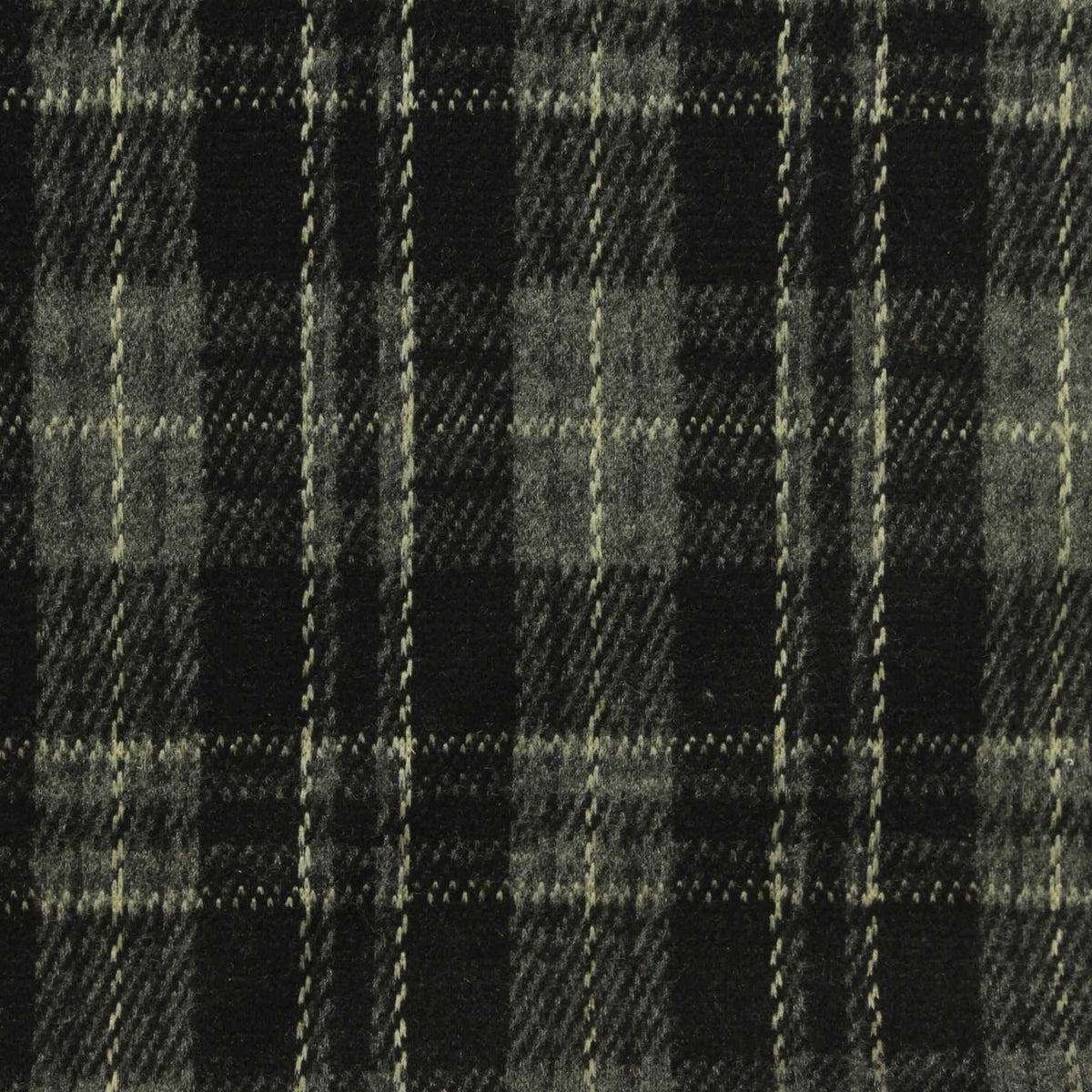 Dark Grey Plaid Interlock Knit, Poly-Viscose, 299 gsm