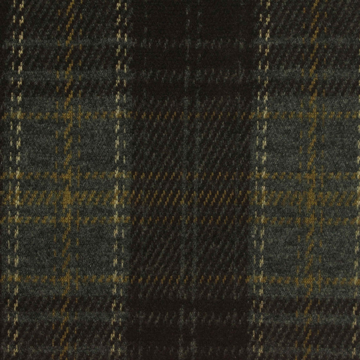 Dark Grey Plaid Interlock Knit, Polyester, 315 gsm