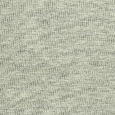 Light Grey Heathered-Marl Rib Knit, Cotton-Poly, 160 gsm