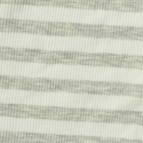 Light Grey Stripes Rib Knit, Cotton-Poly