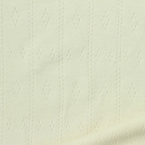 Cream Small-Diamond Pointelle Knit, Poly-Viscose
