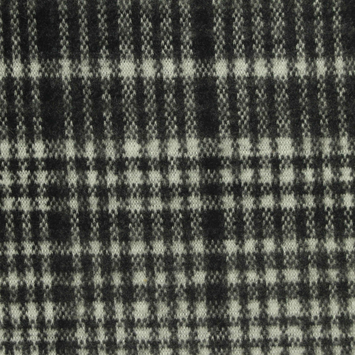 Black Check Interlock Knit, Poly-Viscose, 310 gsm