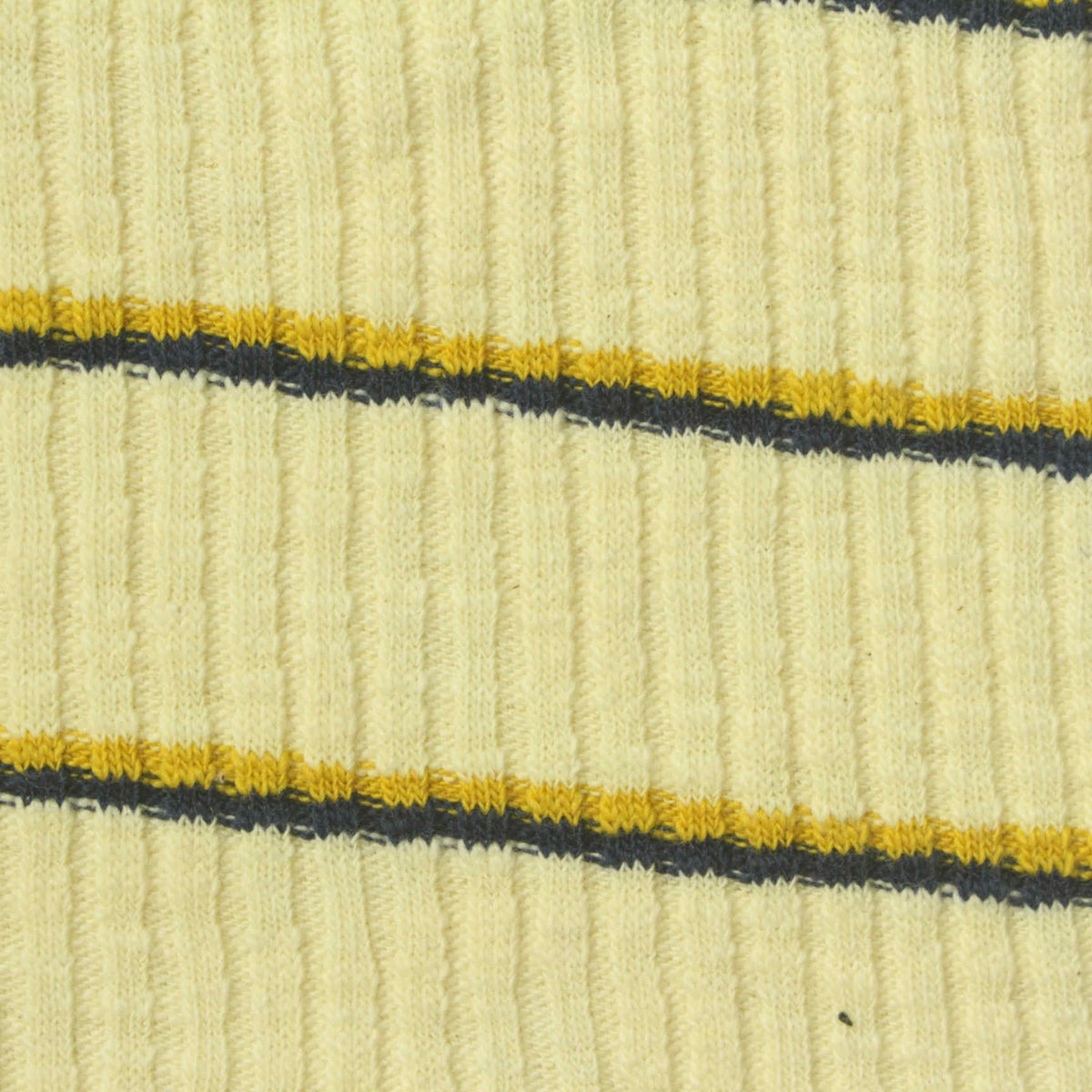 Yellow Horizontal-Stripe Rib Knit, Cotton-Poly