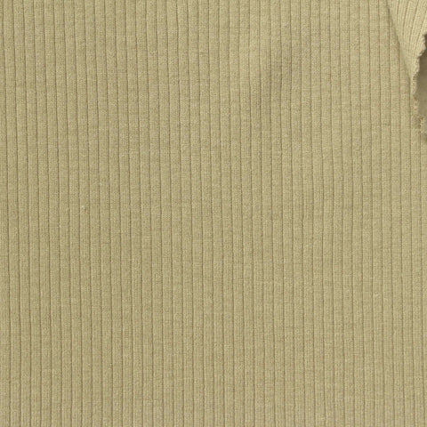 Brushed Viscose Polyester Stretch Rib Knit Fabric, 265 gsm, 160 cm — Khaki