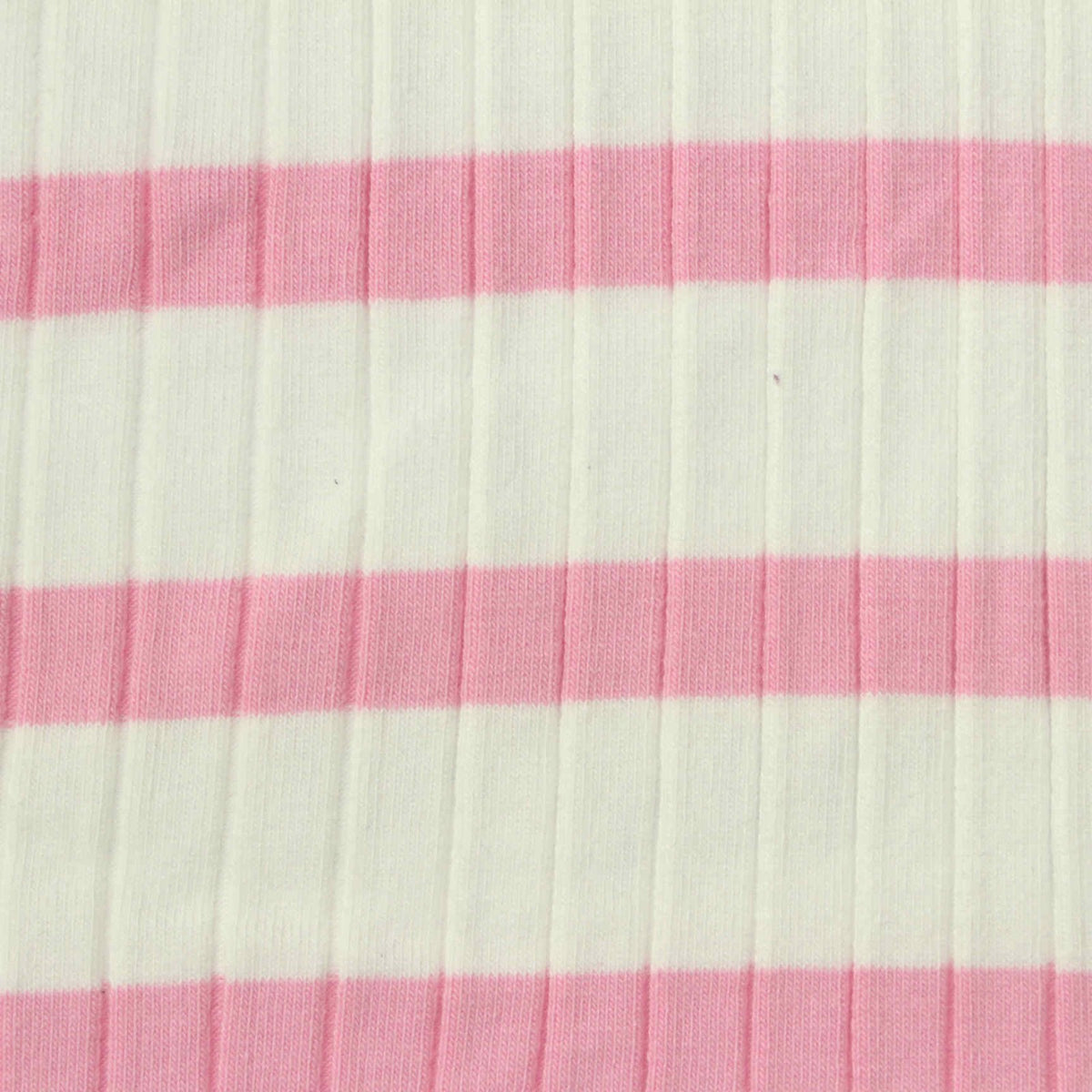 Pink Horizontal-Stripe Rib Knit, Cotton, 280 gsm