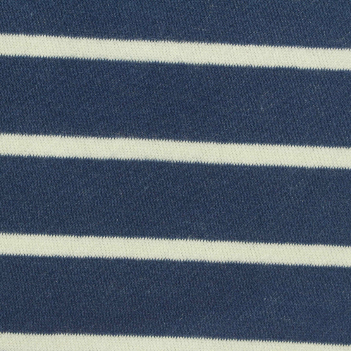 Navy Horizontal-Stripe French Terry, Cotton-Poly, 260 gsm