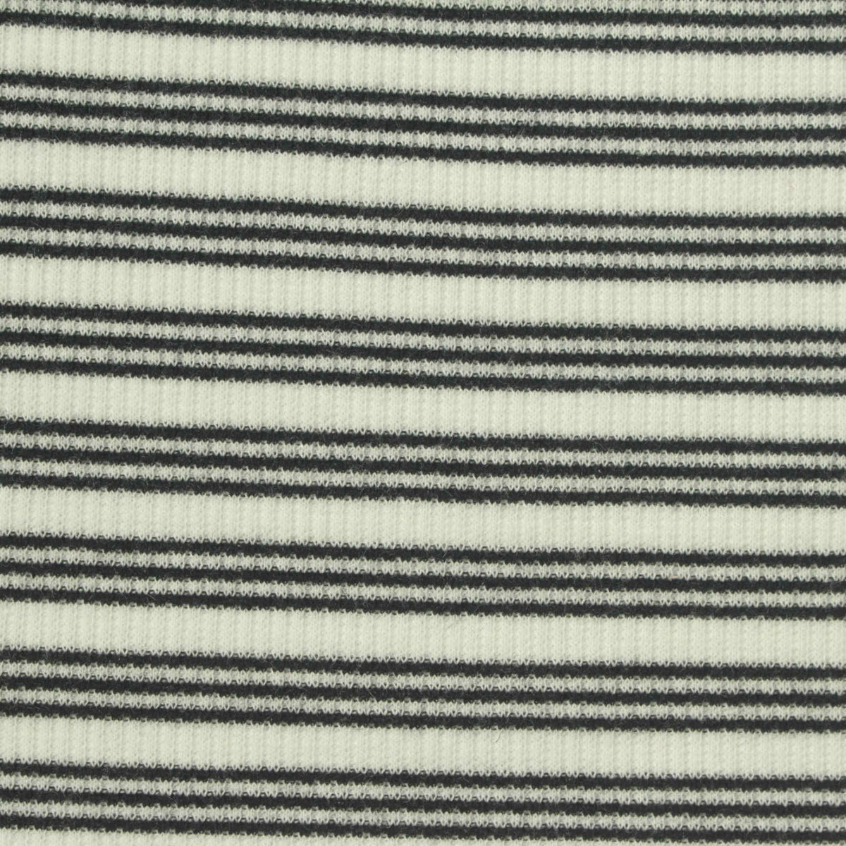Black Horizontal-Stripe Rib Knit, Poly-Viscose, 200 gsm