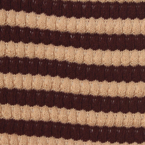Brown Horizontal-Stripe Chunky Knit, Cotton-Poly, 250 gsm