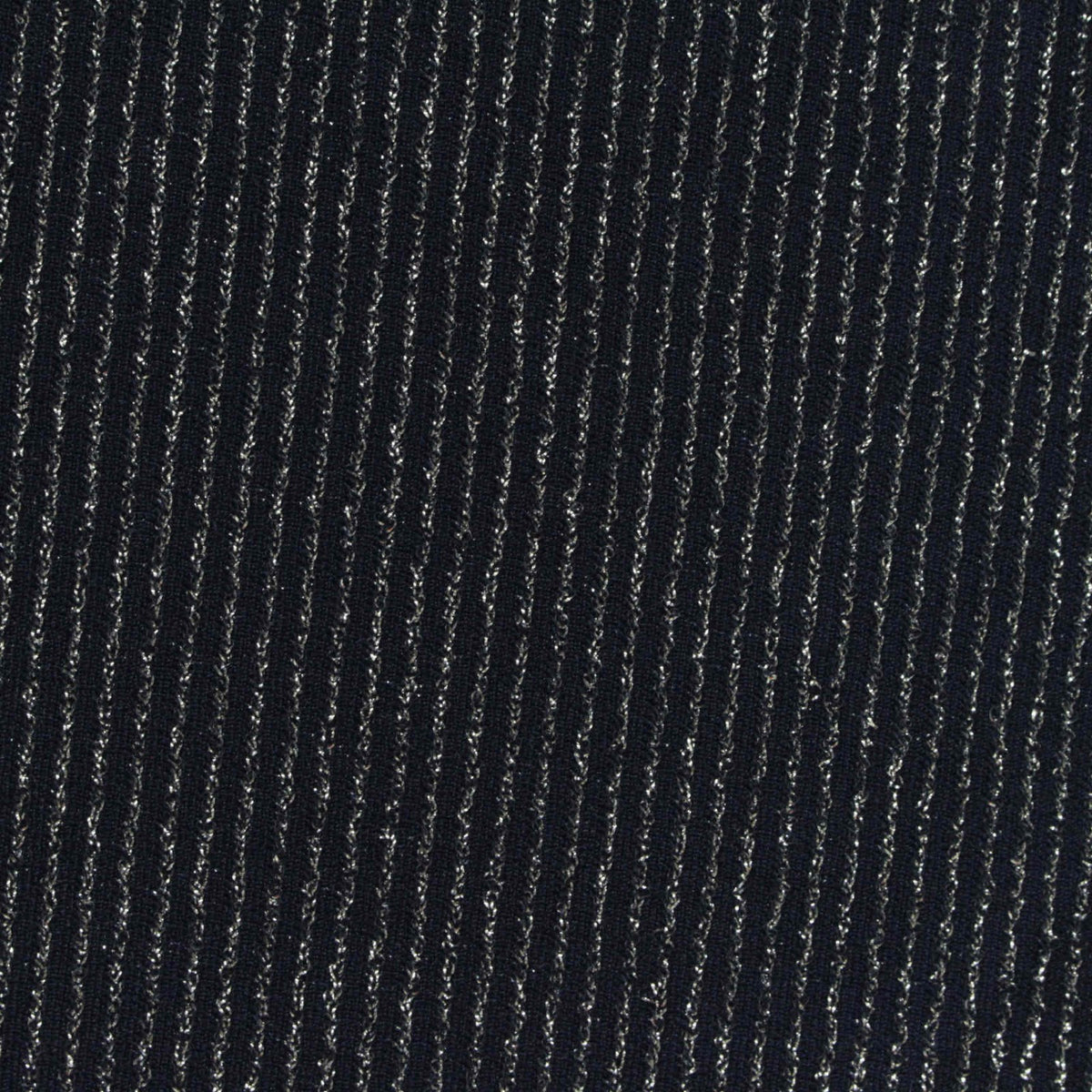 Silver Vertical-Stripe Rib Knit, Nylon