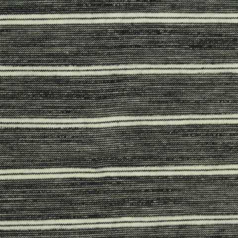White Horizontal-Stripe Jersey Knit, Poly-Viscose, 180 gsm