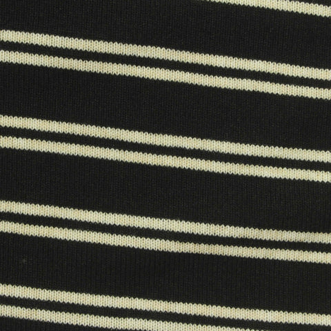 Cream Horizontal-Stripe Jersey Knit, Poly-Viscose, 230 gsm