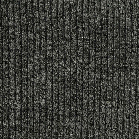 Heather Polyester Viscose Stretch Rib Knit Fabric, 265 gsm, 178 cm — Grey