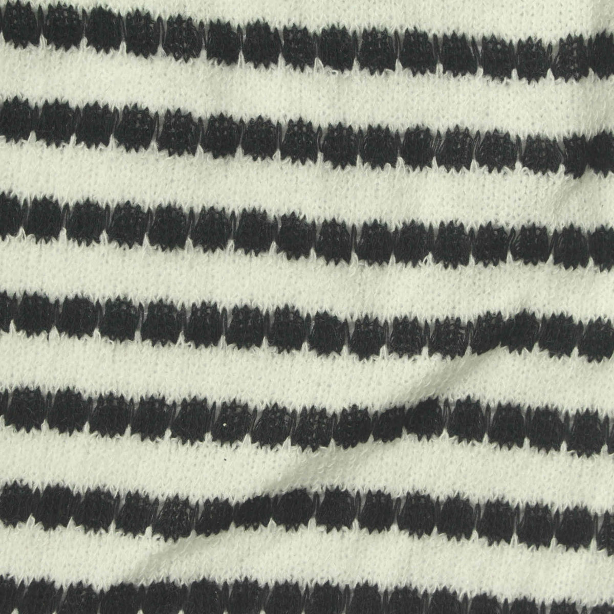 Black Horizontal-Stripe Chunky Knit, Polyester, 180 gsm