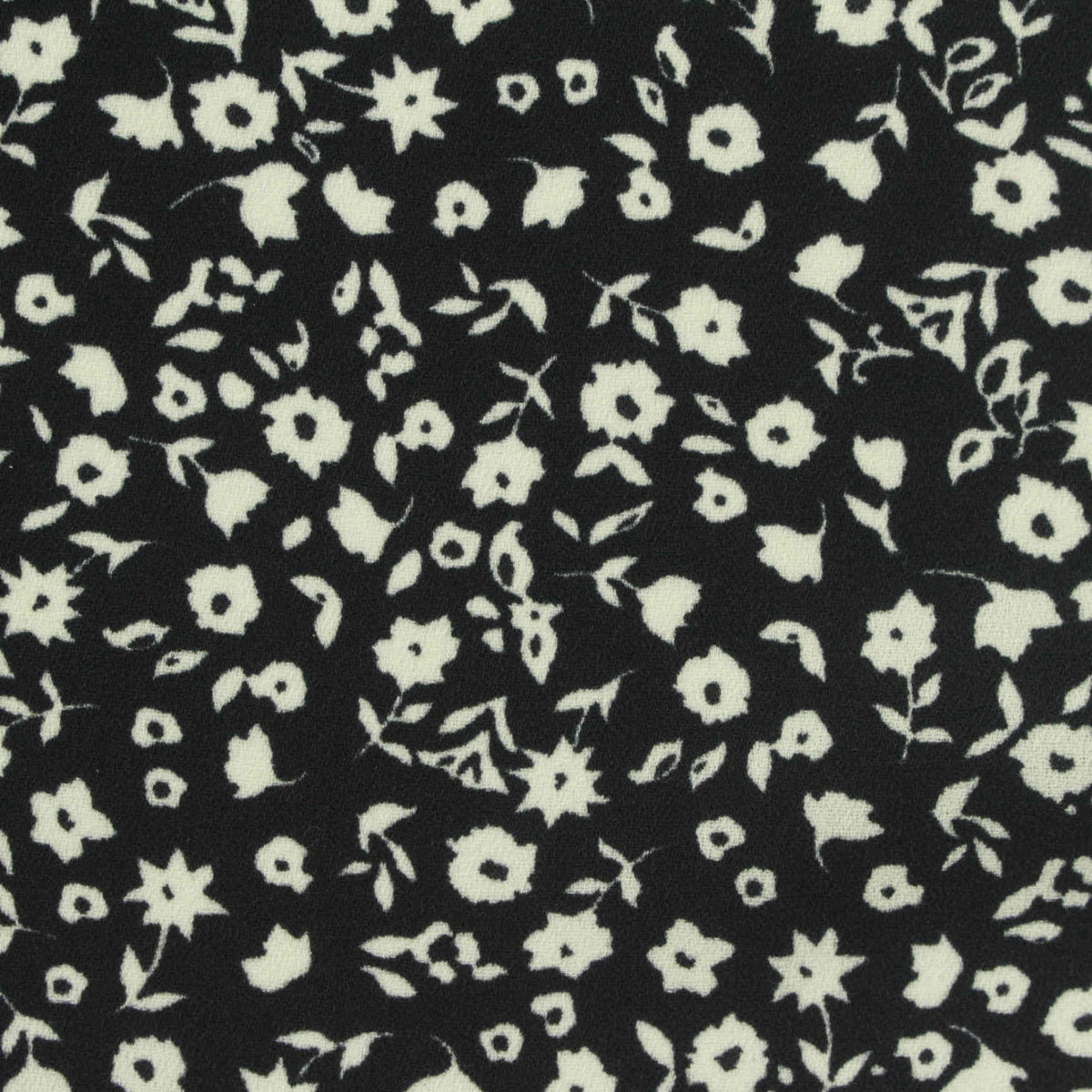White Floral Linen-Look, Polyester, 180 gsm