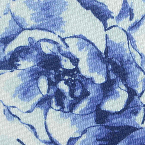 Blue Watercolor-Floral Scuba Knit, Polyester