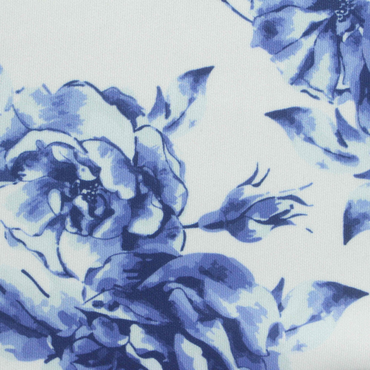 Blue Watercolor-Floral Scuba Knit, Polyester