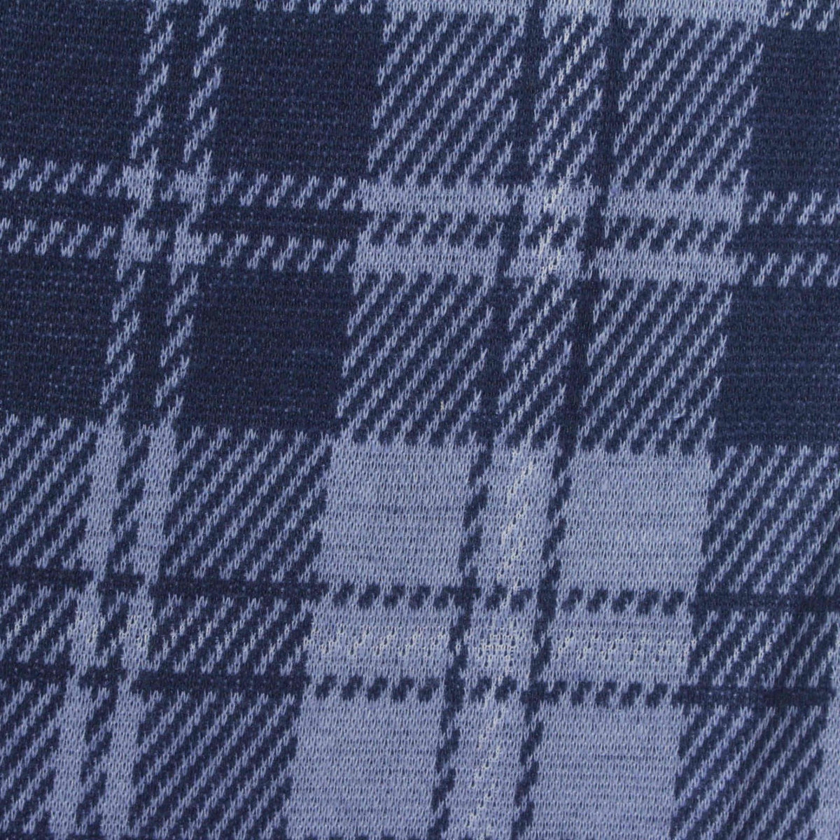 Blue Plaid Interlock Knit, Polyester