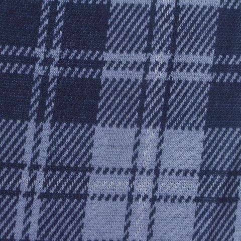 Blue Plaid Interlock Knit, Polyester