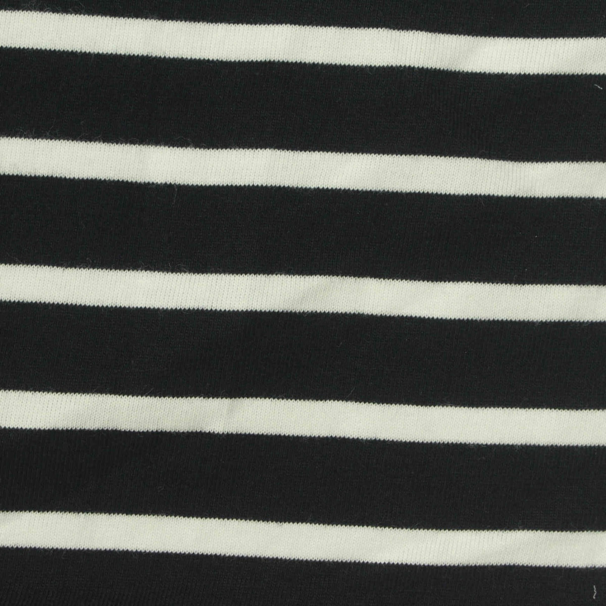 Black Horizontal-Stripe Jersey Knit, Cotton, 170 gsm
