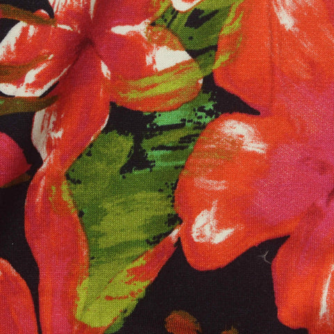 Red Floral Jersey Knit, Viscose