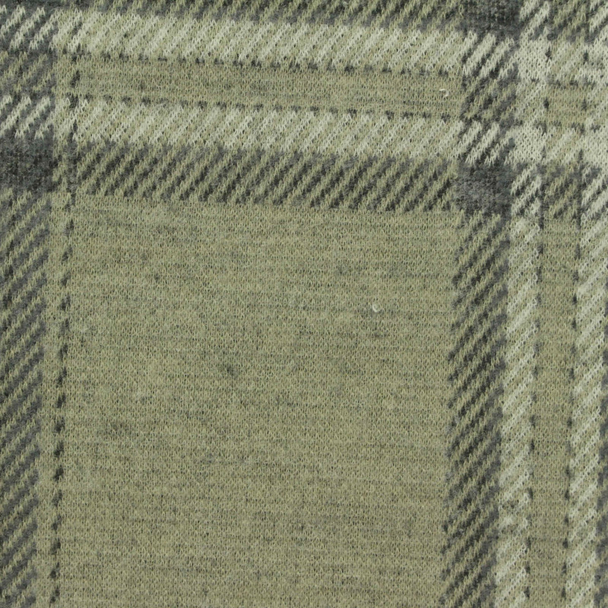 Sage Bold-Plaid Interlock Knit, Cotton-Poly