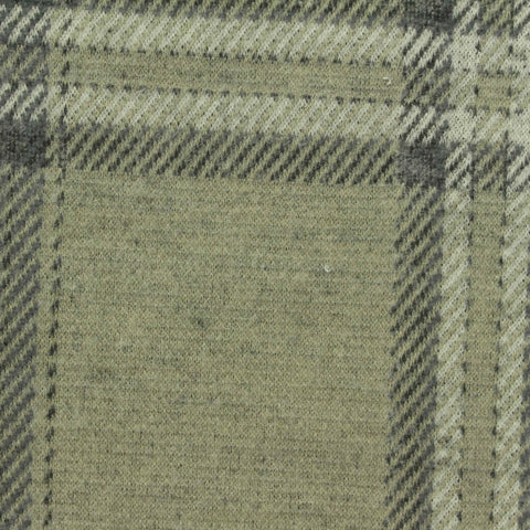Sage Bold-Plaid Interlock Knit, Cotton-Poly