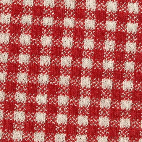 Red Check Interlock Knit, Cotton-Poly