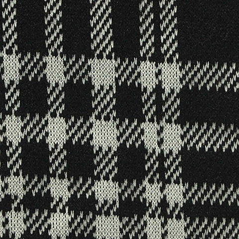 Black Plaid Interlock Knit, Poly-Viscose, 252 gsm